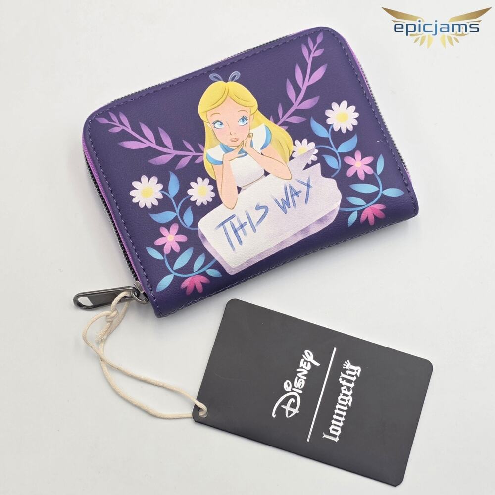 Loungefly Disney Alice In Wonderland This Way Mini Zipper Wallet New